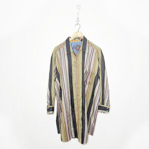 ROBERT GRAHAM Multi colored striped Button Front Shirt pop cuff classic Mens 2XL